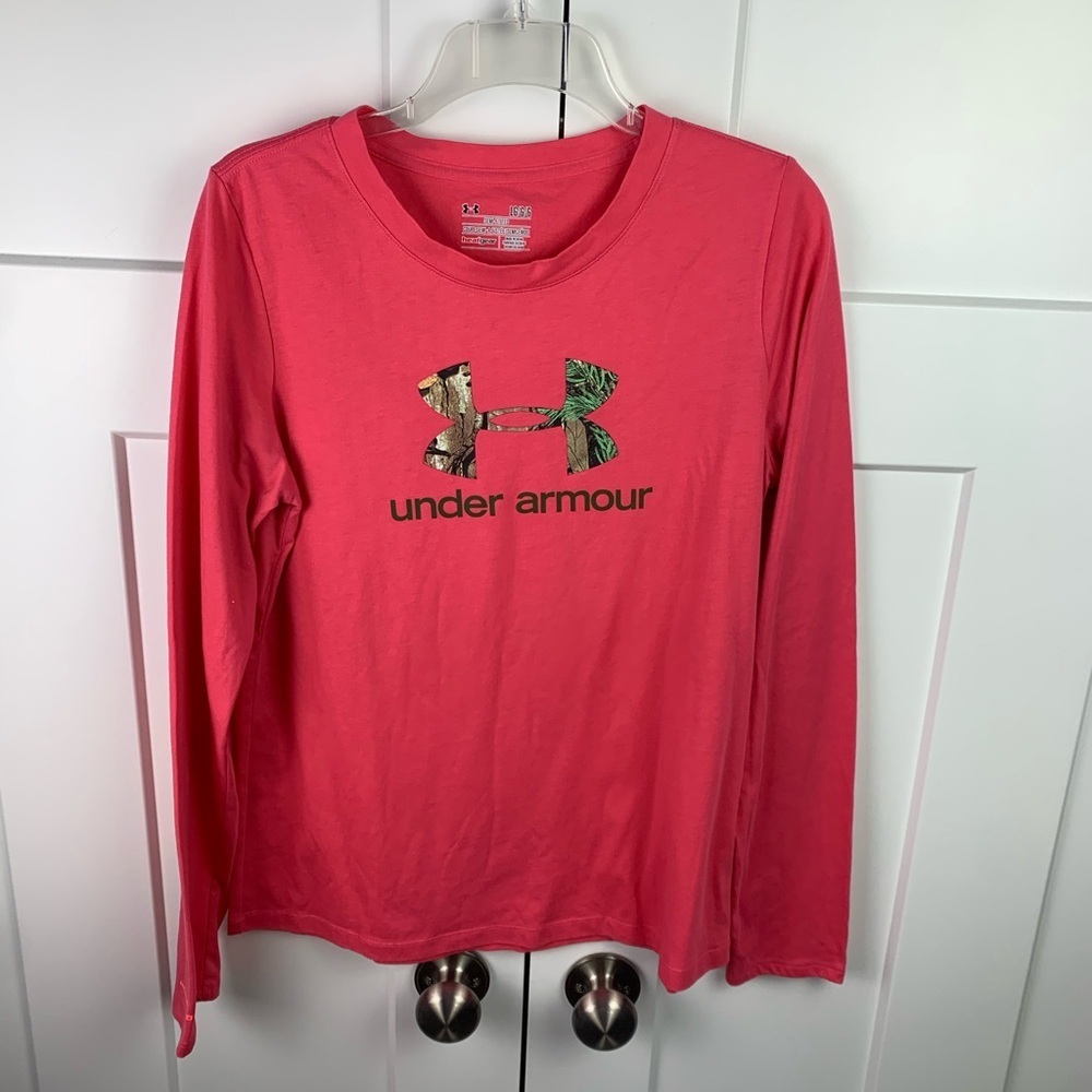 Under Armour LARGE Long Sleeve Tee Pink Camo Hunting Outdoors
